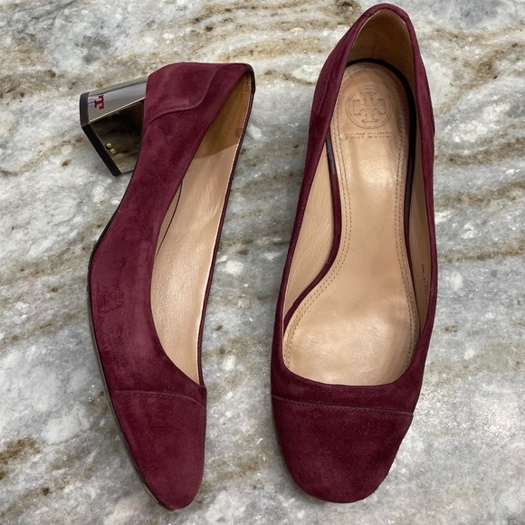 Tory Burch Evelyn 45mm Block Heel Pump Port Suede Leather Women’s 6.5 - Picture 15 of 15